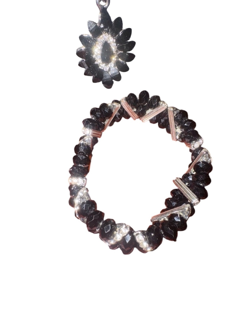 Black Pendant Necklace & Bracelet Set - Picture 5 of 10